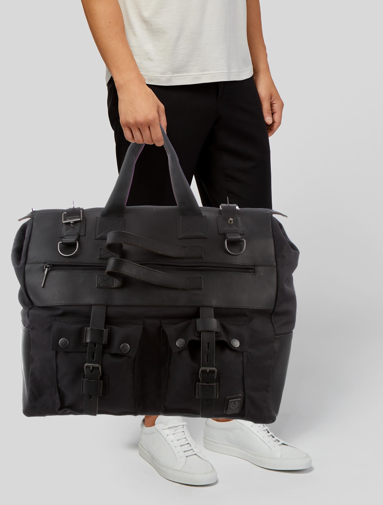 Belstaff Leather-Trimmed Canvas Tote